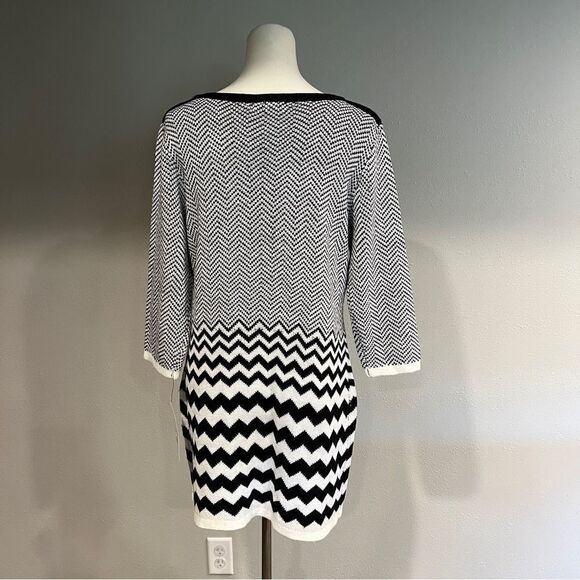Notations long sleeve zig zag print a-line sweater dress size L Large - Picture 6 of 13